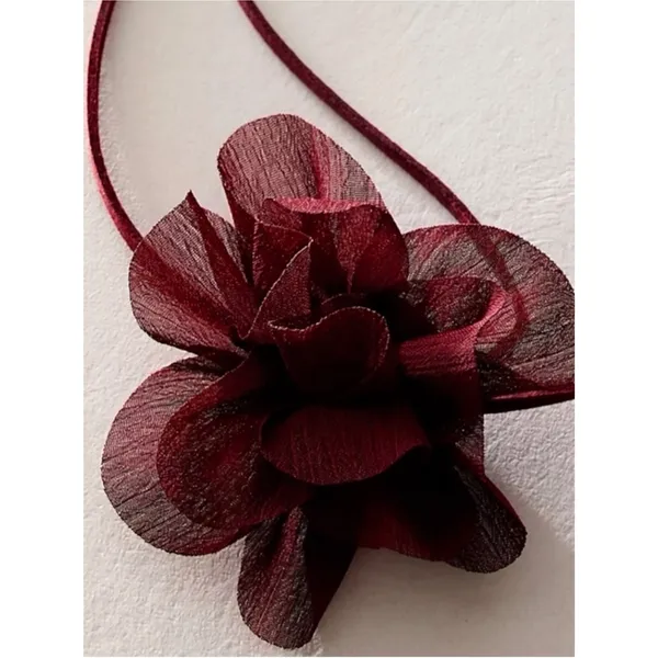 Free People Sweetheart Flower Choker Burgundy NWT Dainty Bracelet Hair Ethereal - Image 3
