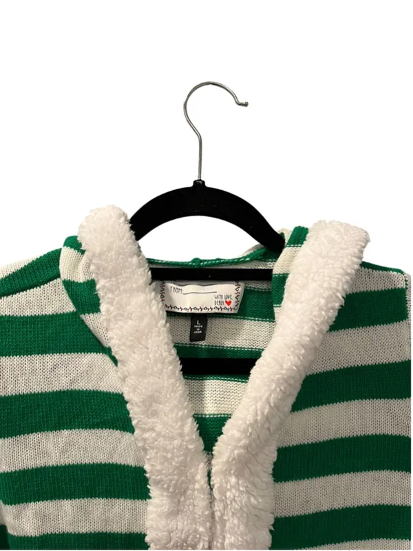 With Love Derek Elf Christmas Sweater Dress Hooded Green White Striped Costume L - Image 4