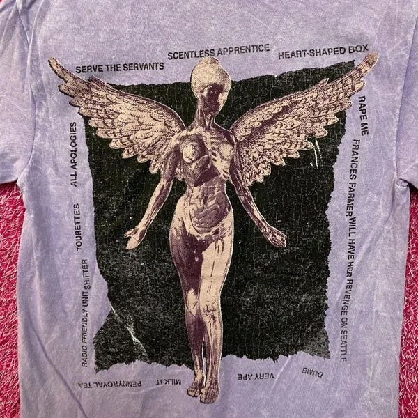 Nirvana In Utero Album Art & Track-listing Grunge Band Tee S - Image 2