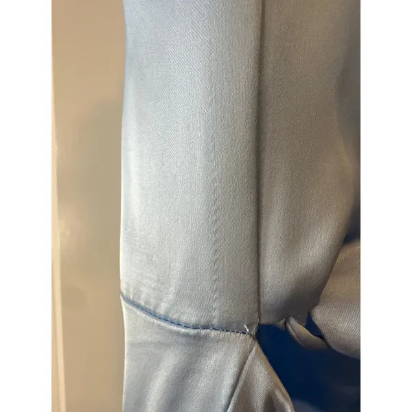 Mac Duggal Powder Blue Satin High Slit Gown Size 8 Evening‎ Dress - Image 12