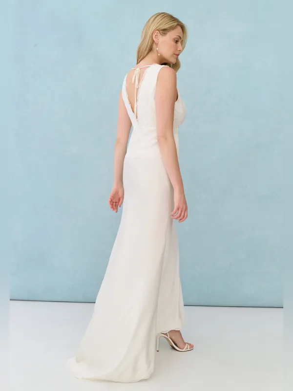 NWT Anna Dress Few Moda Little White Looks size 4 ivory lace maxi gown bride - Image 6
