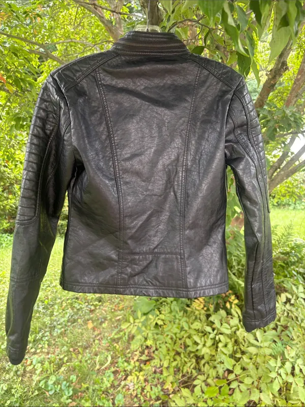 Maralyn & Me Black Faux Leather Quilted Moto Jacket - Image 5