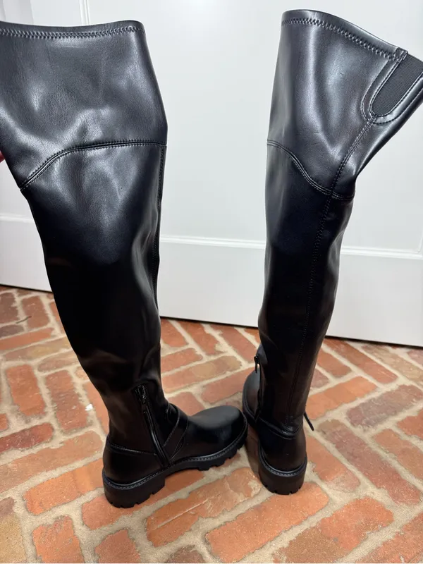 Nine West Nans Over-the-Knee Boots Size‎ 5 Black Lug Sole Buckle Detail grunge - Image 5