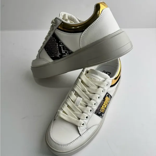 Roberto Cavalli leather White and Gold Women's Sneakers - Image 9