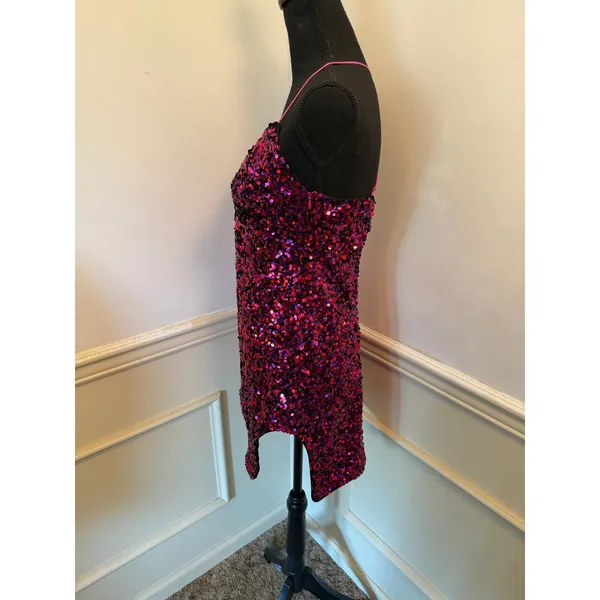 For Love & Lemons Showtime Pink Sequin Open Back Mini Dress Hoco Cocktail - Image 4