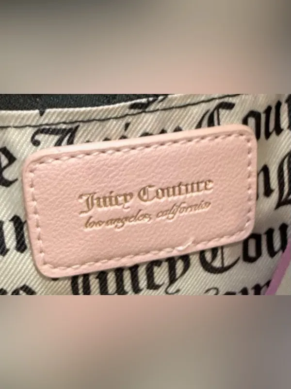 NWOT Juicy Couture Viral Blush Pink Plush Tote with Crystal Logo and Heart Charm - Image 8