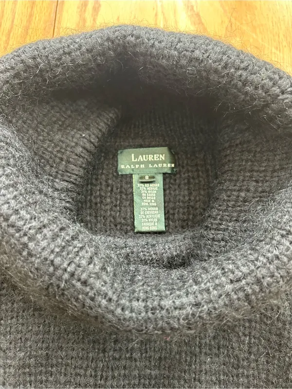 Lauren Ralph Lauren Sweater S Small Mohair Blend Ribbed Knit‎ Turtleneck HK - Image 5