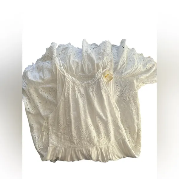 Anthropologie Maeve White Eyelet Crochet Sundress Sz 2 Full Skirt Coquette Girl - Image 6