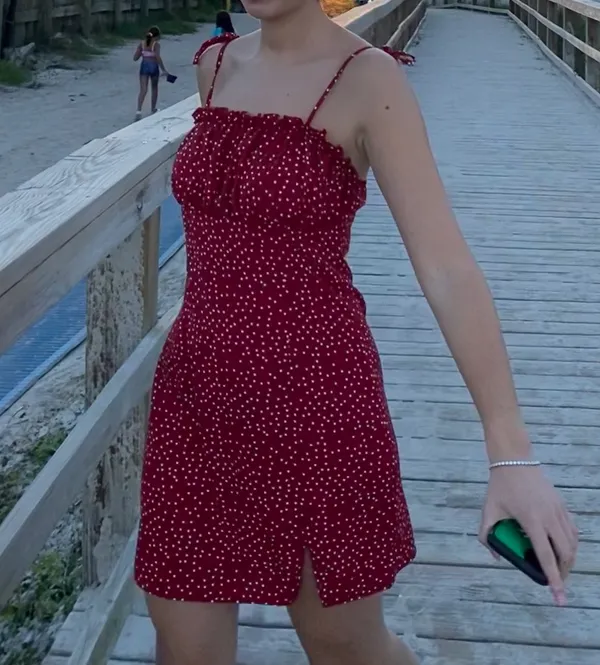 Red Polka Dot Mini Dress ❤️ Size M - Image 2