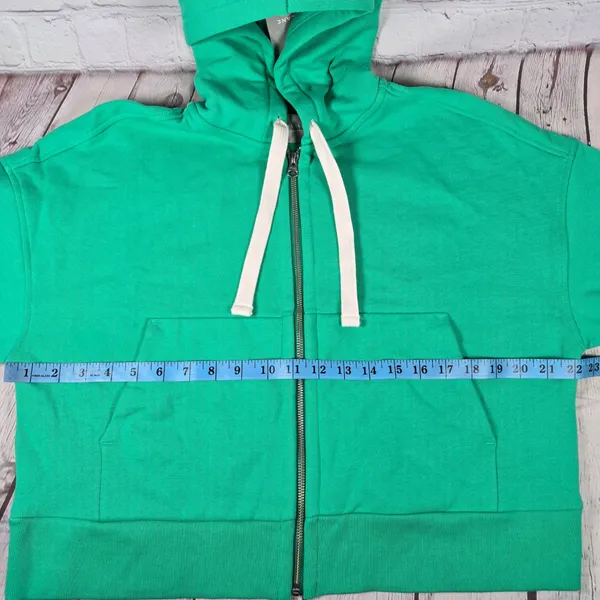 Everlane Organic Cotton Full Zip Hoodie Bright Jade Green Size Small‎ Cropped - Image 8
