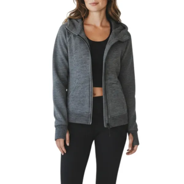 LULULEMON Scuba Hoodie Light Cotton Fleece Sz 10 Gray Everyday Outdoor Travel - Image 2