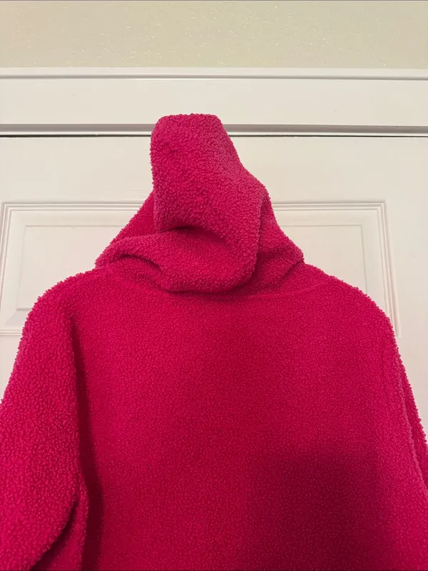 LOFT Bright Fuchsia Plush Sherpa Hooded Pullover - Image 8