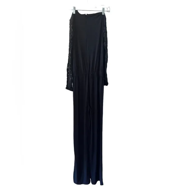 MICHAEL Michael Kors Black Lace Cold Shoulder Jumpsuit Wedding Guest XS - Image 3