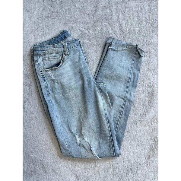 A2 by S.A Jeans Womens Size 5 Light Wash Distressed Skinny Jeans 27 Inseam - Image 2