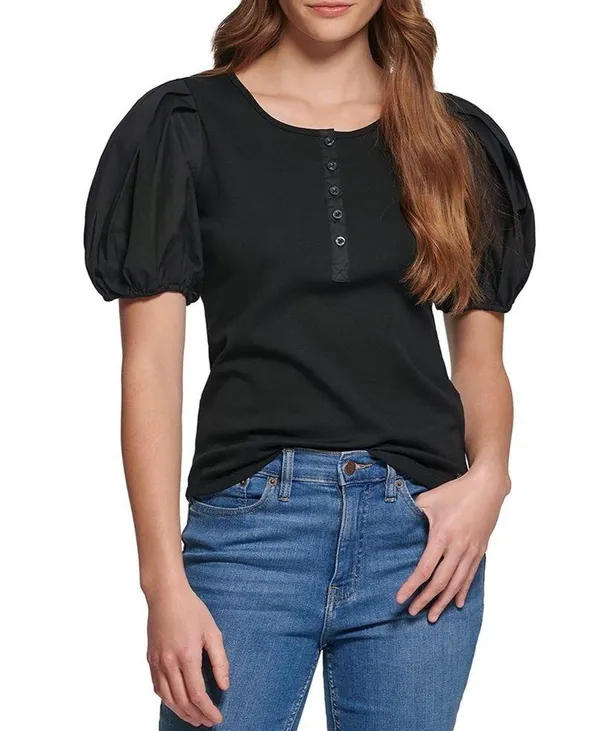 Aritzia Wilfred Billow Top Puff Shoulder Henley Blouse Size XS New with Tag - Image 8