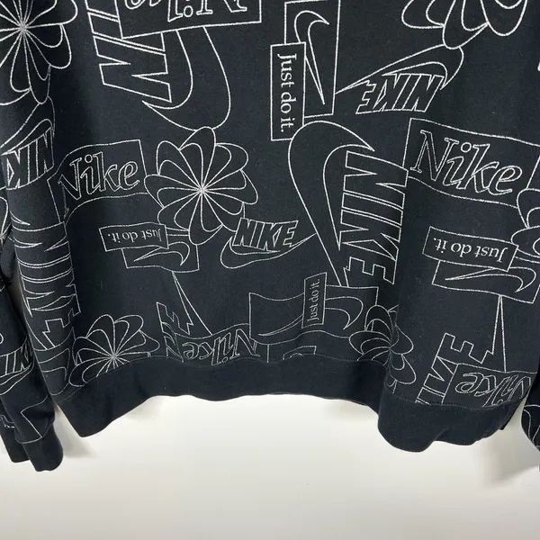 Nike Icon Clash Fleece Sweatshirt All over logo‎ Black L Athletic Workout - Image 5