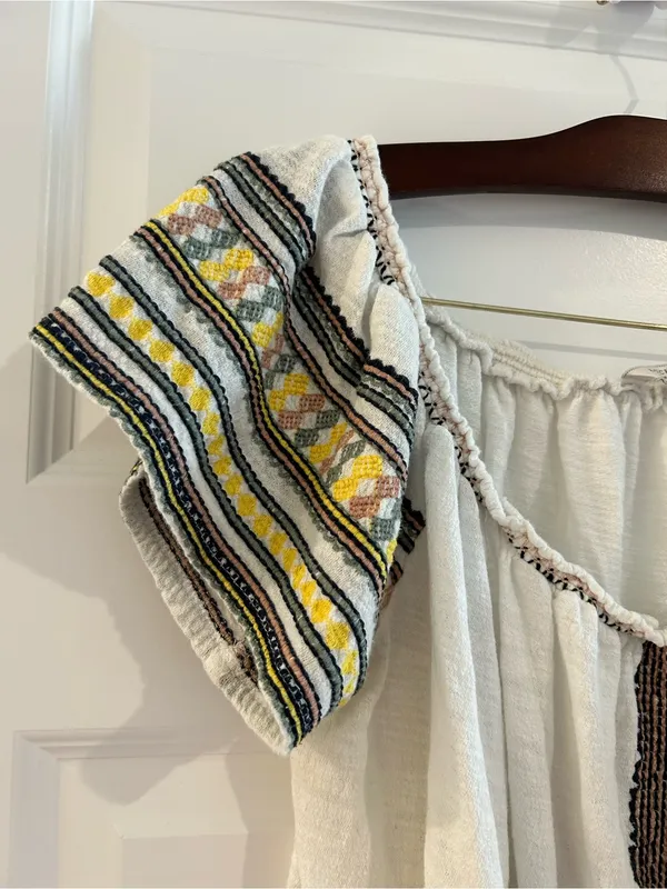 Lucky Brand Embroidered Peasant Top White Size 1X - Image 2