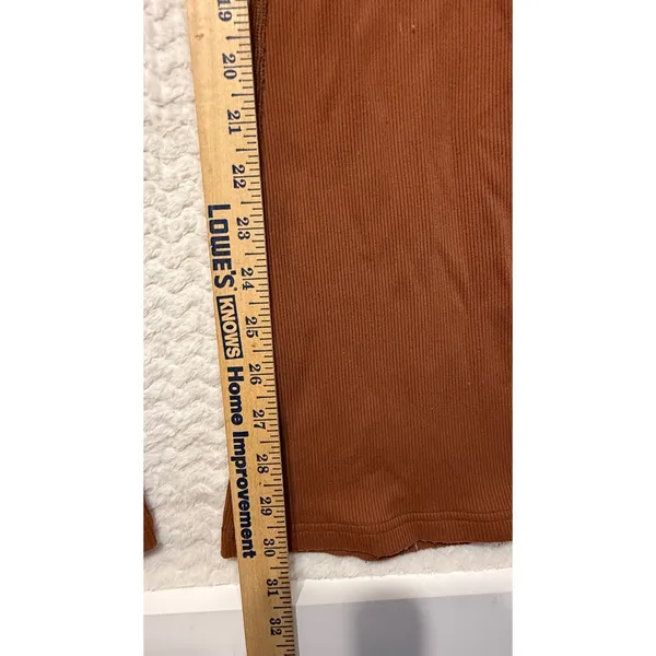 OFFLINE by Aerie Brown Ribbed Flare Leggings High Waist Pockets Small 4284 - Image 4