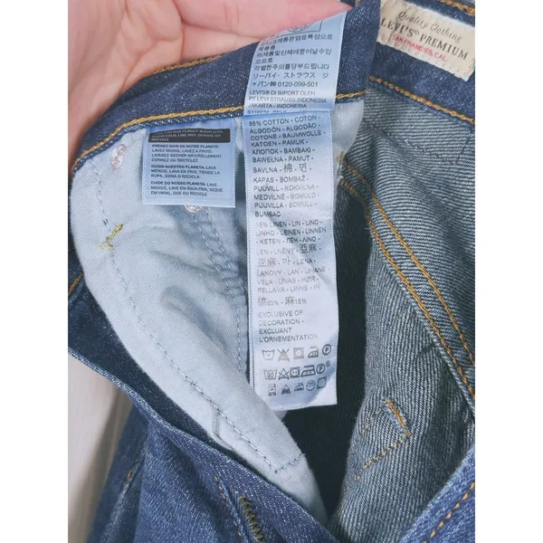 Levi's Premium Ribcage Wide Leg Jeans Size 24 Blue High Rise 90s Retro Denim - Image 10