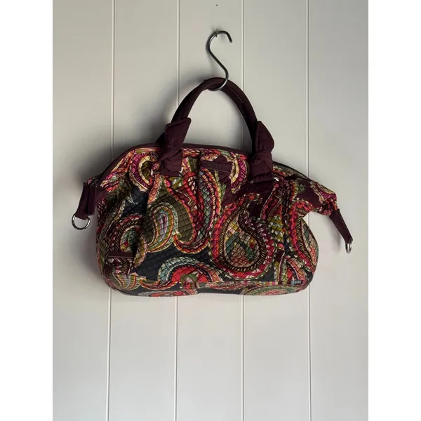 Vera Bradley Mesa Red Gathered Satchel Paisley Quilted Cotton Bag - Image 2