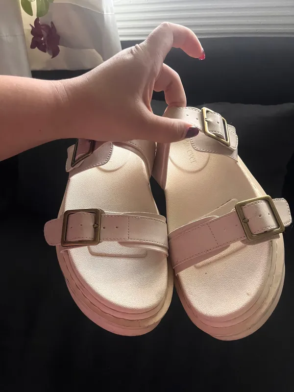 Ava & Ever White cream coastal summer buckle platform sandals city style boho - Image 8