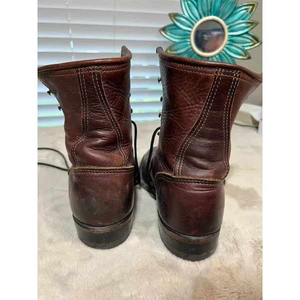 Santa Fe Boot Company Women's 7.5 Brown Leather Lace-Up Western Boots Vintage - Image 7