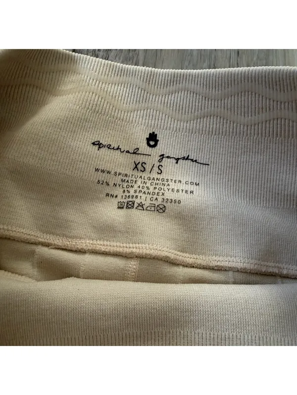 Spiritual Gangster Neutral Amara Wide Rib Heather Seamless Biker Short xs/s - Image 5