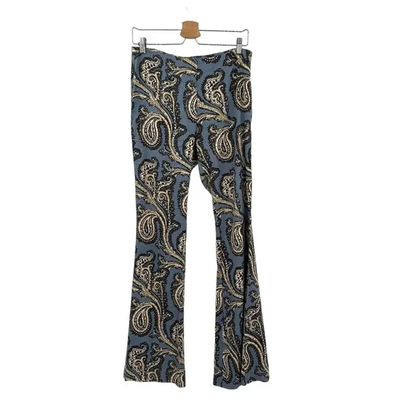 Free People Paradise Printed Linen Blend Pants Blue Combo Size‎ Small - Image 3