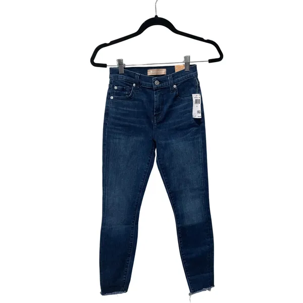 7 For All Mankind Luxe Vintage High‎ Rise Raw Hem Ankle Skinny Jeans Size 23 - Image 5