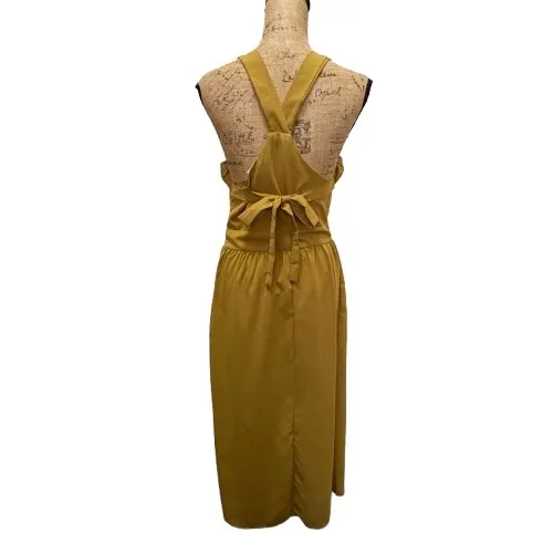 Goodnight Macaroon Maxi Dress Ruffle‎ Halter Neck Tie Back Mustard Size Medium - Image 4
