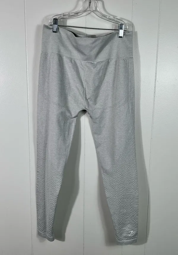 Gymshark Women's Light Gray Contour Seamless High Rise Athletic Leggings Large L - Image 4
