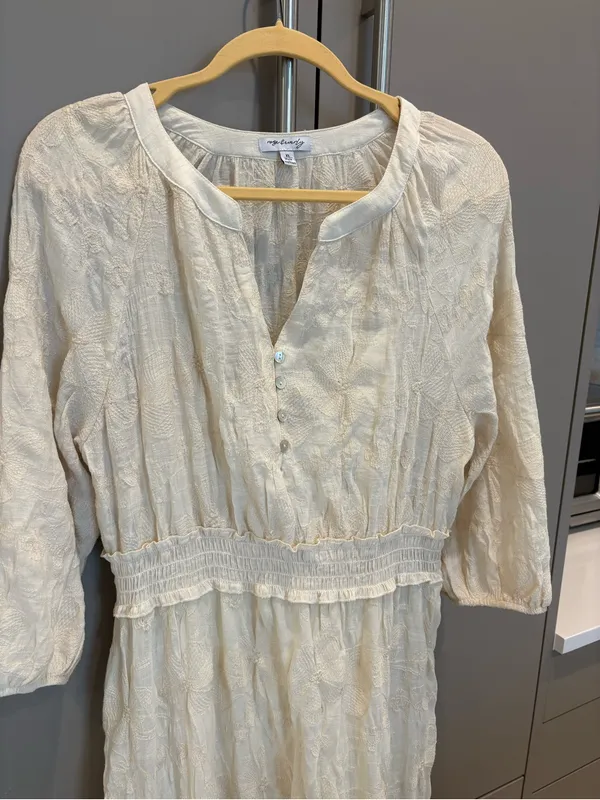 Rose & Everly Cream Embroidered Maxi Dress Boho Cottagecore Tiered Ruffle - XL - Image 2