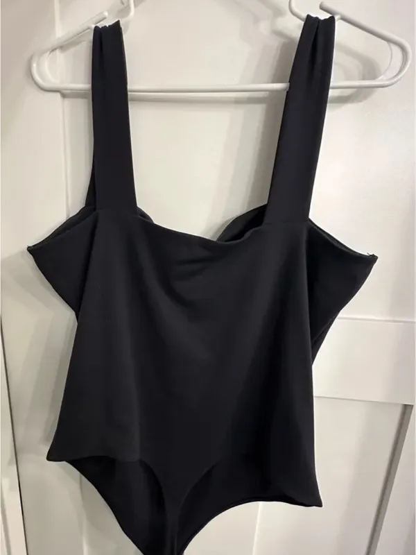Abercrombie Classic Black Square Neck Tank Bodysuit - Image 2