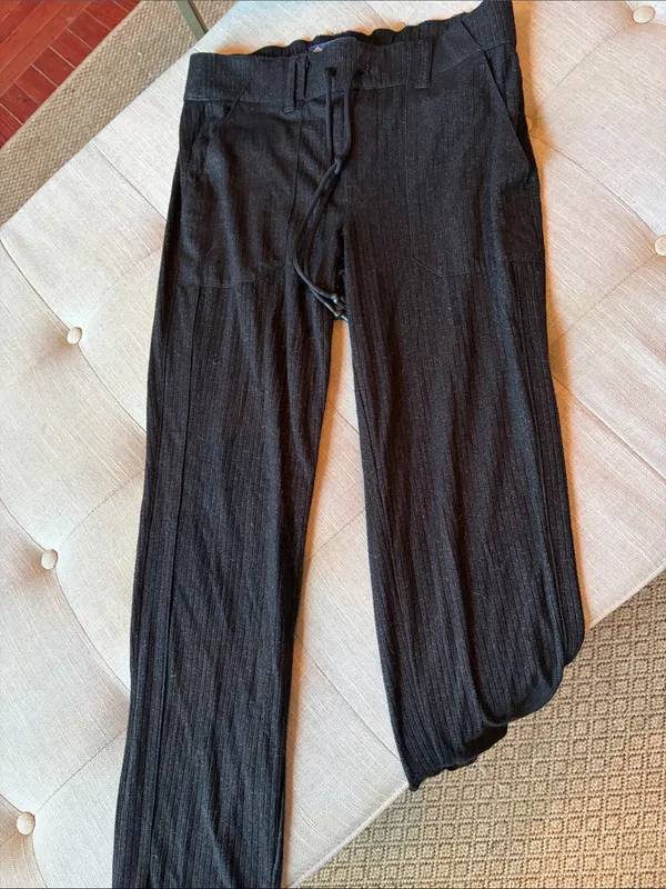 Democracy Grey Ribbed Knit Trouser Sweats High Rise Size Small - Image 3