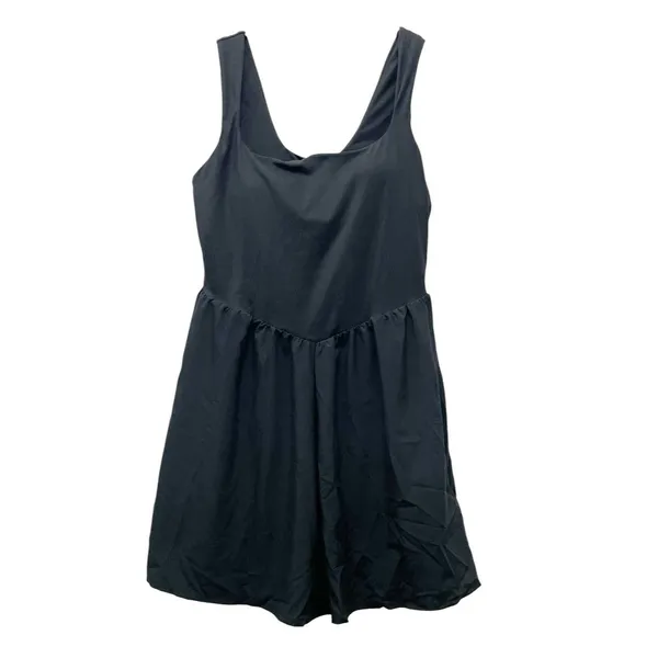 NWT Halara Breezeful Square Neck Active Dress M Black Built In Shorts Pockets - Image 2