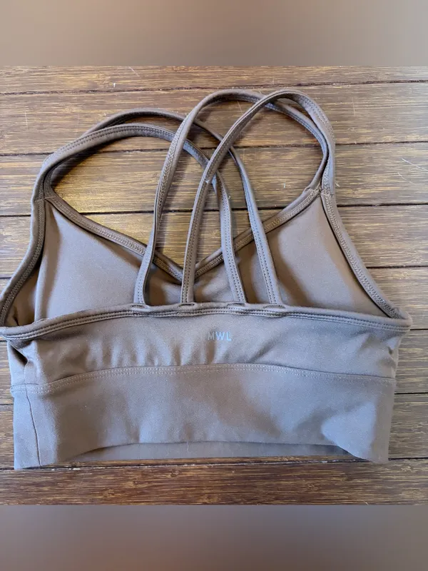 Madewell Flex Strappy Sports Bra Brown Size XXS comfortable Classic bralette - Image 2