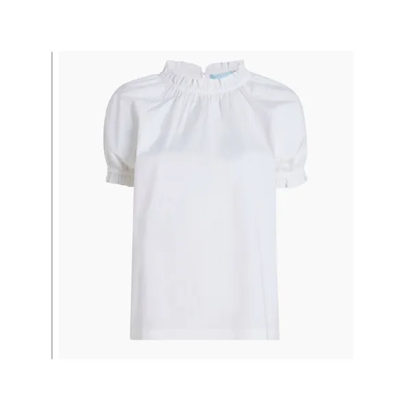 Hill House The Kit Ruffled Neck Short Sleeve Blouse White size medium - Image 3