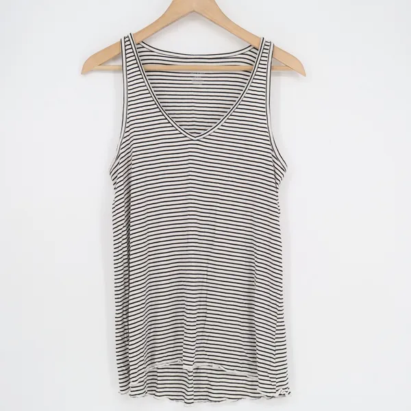 American Eagle Outfitters Soft & Sexy Tank Top Womens Medium White Black Striped - Image 2