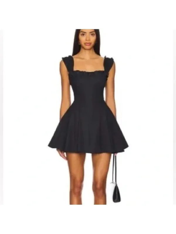 Free People Midnight Magic Mini Voluminous Black Dress Fairy Grunge Bohemian L - Image 3