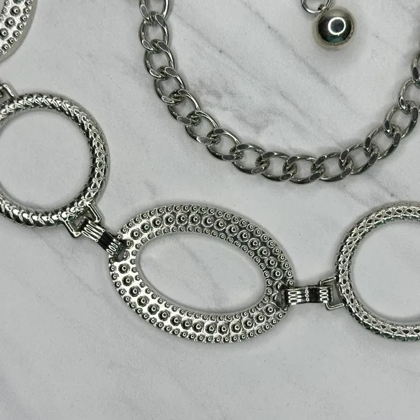 Chunky Studded Silver Tone Chain Belt One Size (OS) ✨ - Image 8
