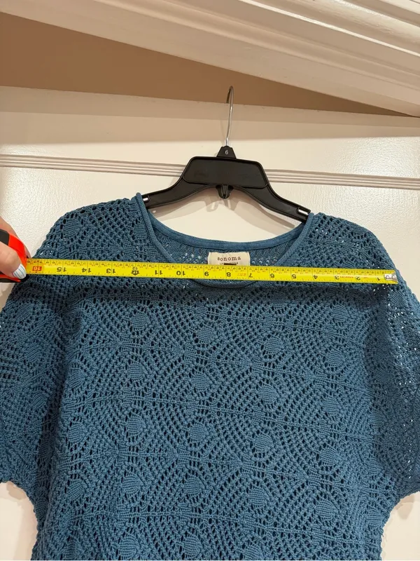 Sonoma Teal Crochet Knit Short Sleeve Top​ - Image 8