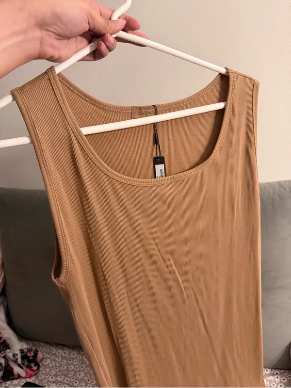 SKIMS Size 3X Cotton Rib Long Tank Top Sienna Brown Stretch AP-TNK-0463 NWT - Image 4