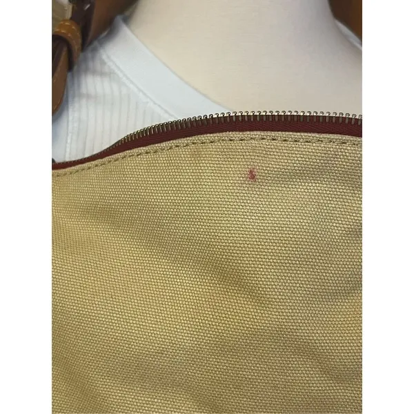 Dooney & Bourke Tan Brown Canvas Bag Leather Trim - Image 9