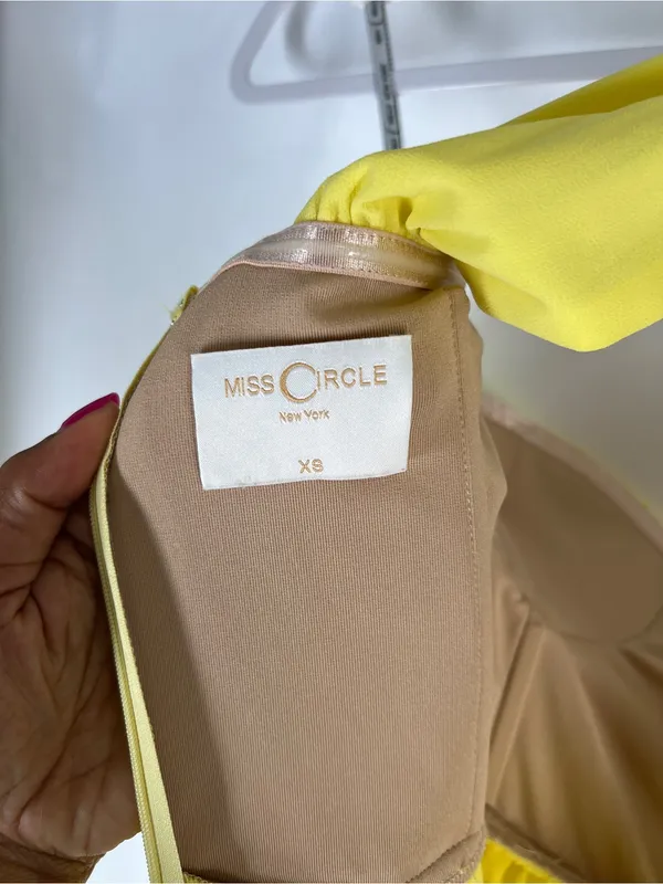 Miss Circle Paradise High Slit Yellow Chiffon Maxi Dress XS - Image 10