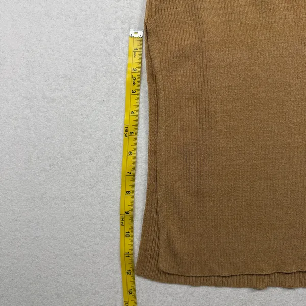 Free People Ribbed Knit Midi Skirt Women’s Medium Brown Side Slit Stretch - Image 10