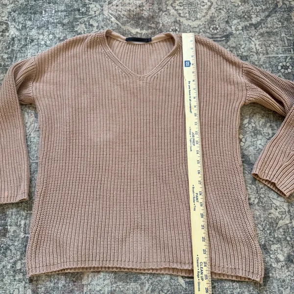 Jenni Kayne Organic Cotton V-Neck Shaker Knit Sweater Cedar Brown M 495-7358-C21 - Image 8