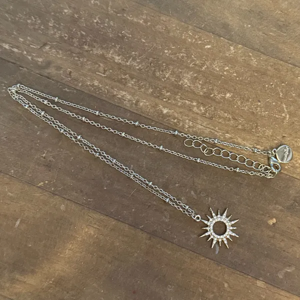 Mud Pie gold tone pave sun pendant necklace - Image 5