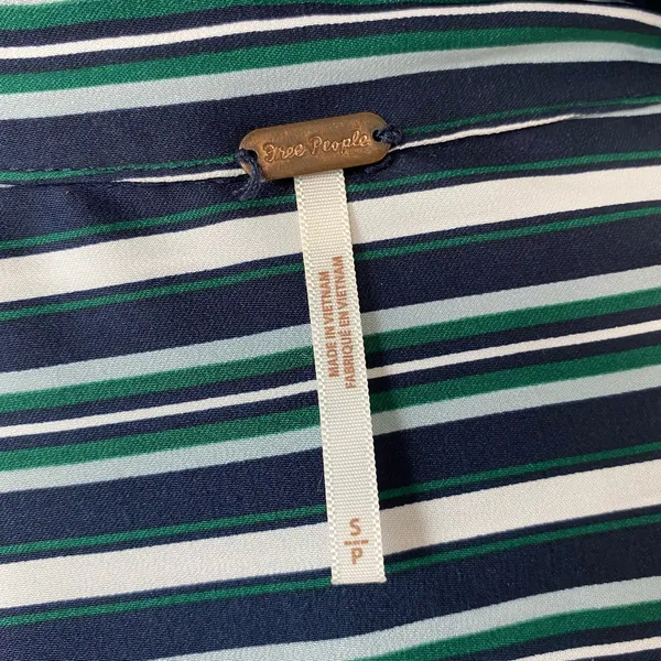 Free People Mad About You Striped Satin Button Down Shirt Small - Image 10