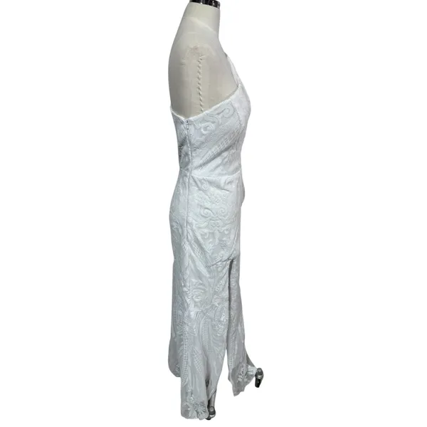 Women's White‎ One Shoulder Lace Sequin Formal Dress Elegant Stunning Bridal 8 - Image 7