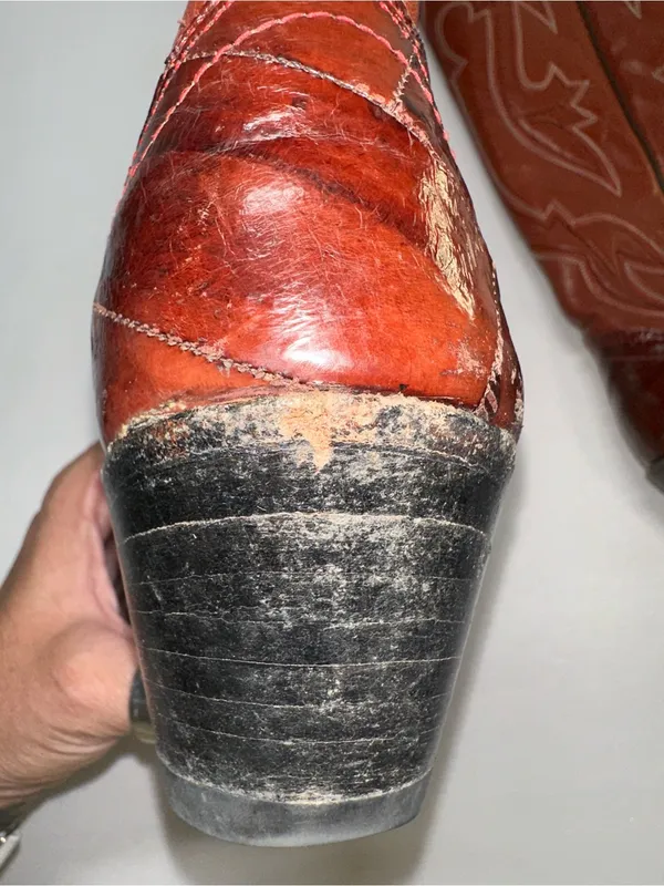 ⁠Dan Post Vintage Eel Skin Patchwork Western Boots Womens Size 5.5B Cognac - Image 15